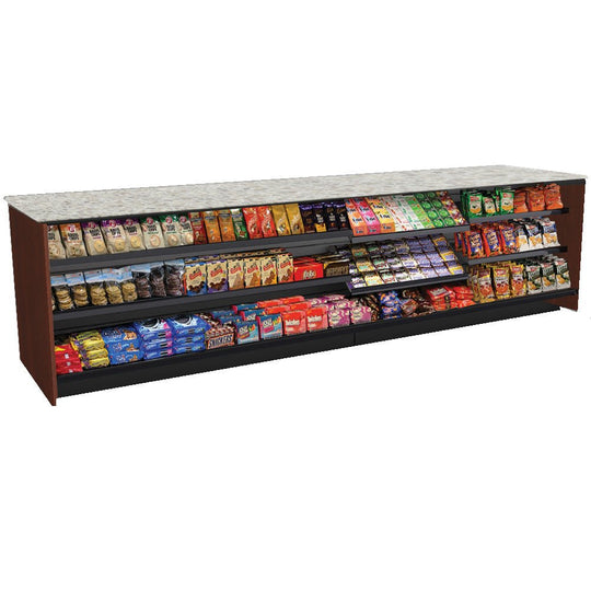 Straight Checkout Counter with Display Front Shelves & LED • 10+ Ft. Counter Space - Modern Store Equipment