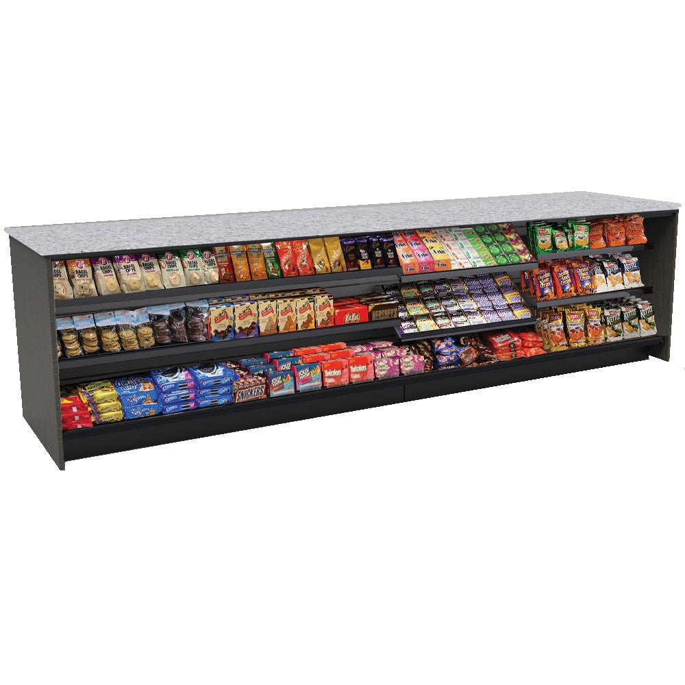 Straight Checkout Counter with Display Front Shelves & LED • 10+ Ft. Counter Space - Modern Store Equipment