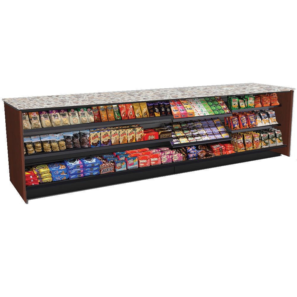 Straight Checkout Counter with Display Front Shelves & LED • 10+ Ft. Counter Space - Modern Store Equipment