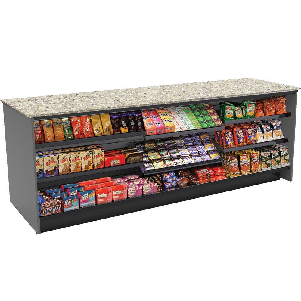 Straight Checkout Counter with Display Front Shelves & LED: 8 Ft. Counter Space - Modern Store Equipment