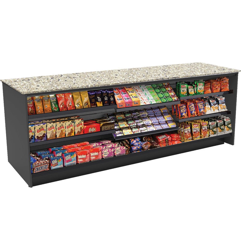 Straight Checkout Counter with Display Front Shelves & LED: 8 Ft. Counter Space - Modern Store Equipment