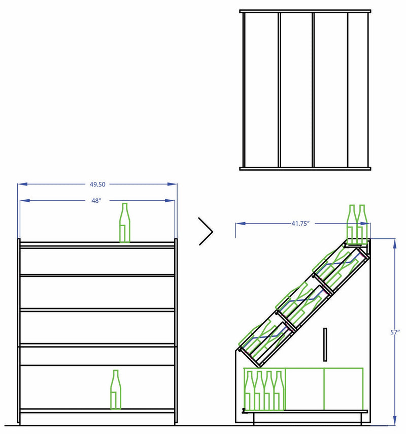 3-Tier Tilted Wine Rack Display 48"W x 42"D x 58"H