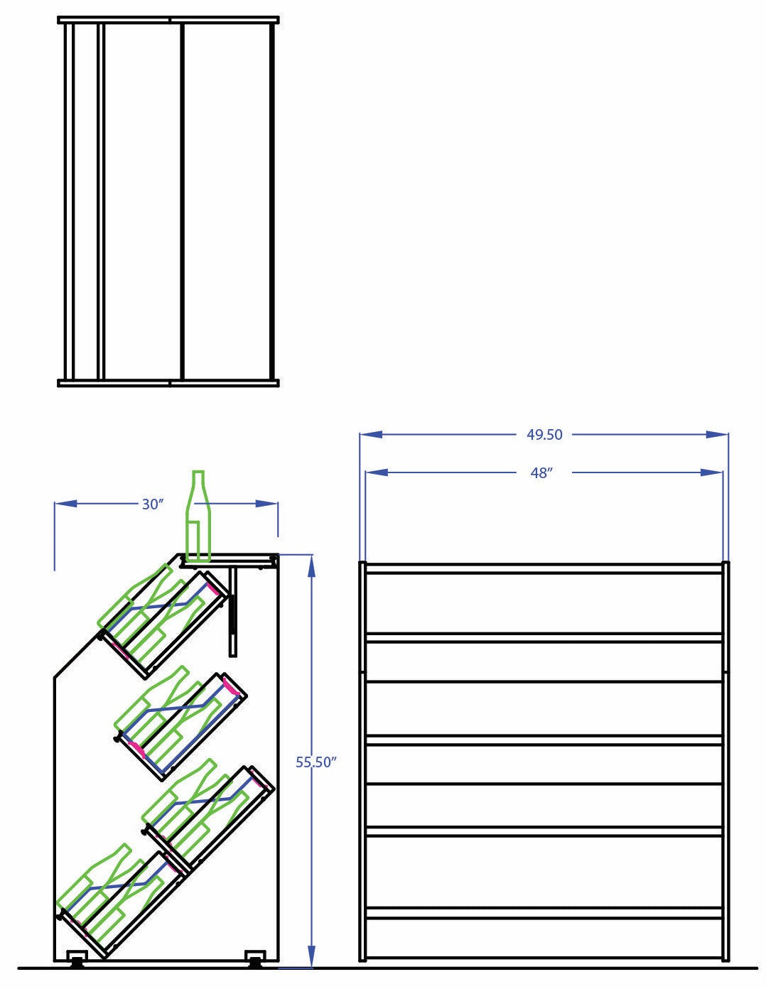 4-Tier Tilted Wine Rack Display