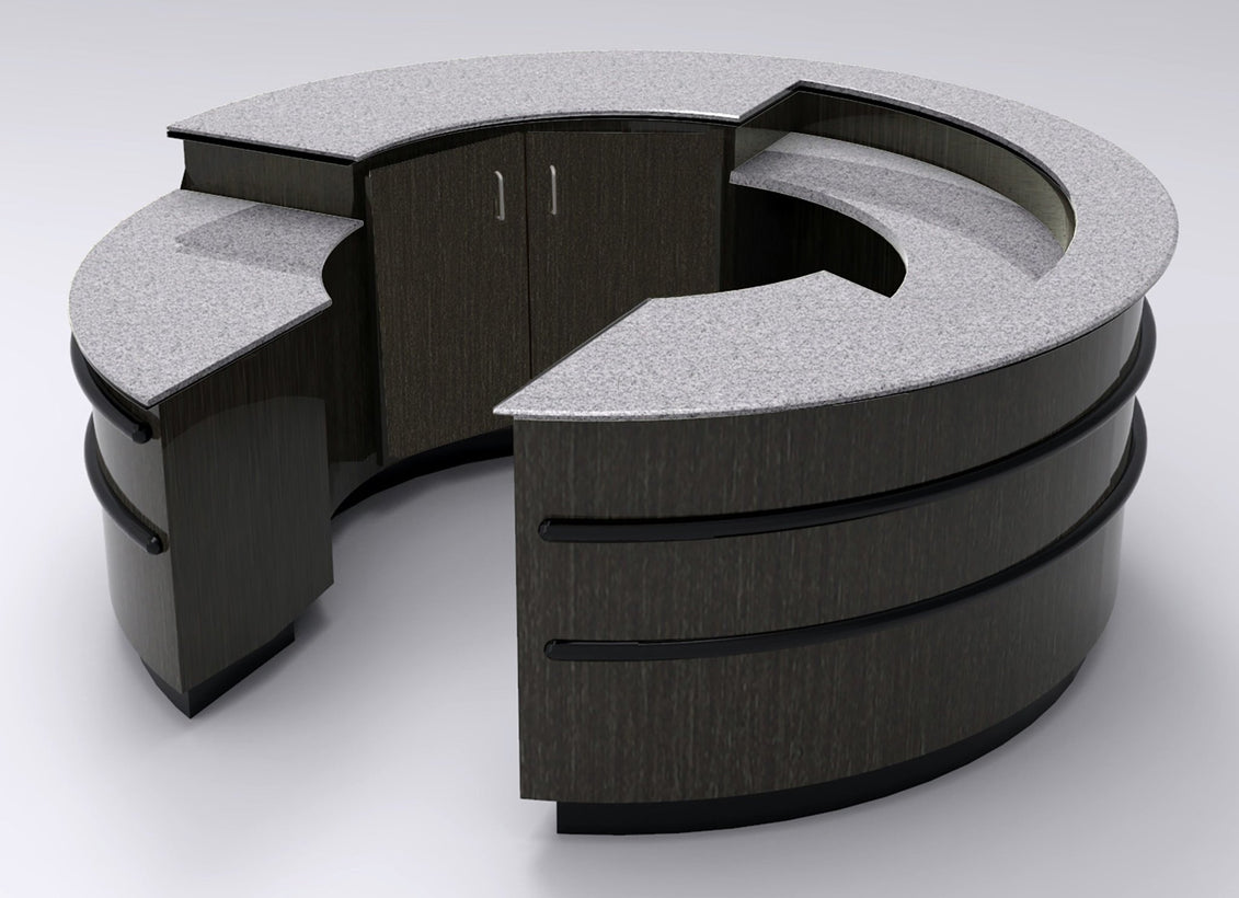 9' Round Customer Service or Sampling Counter / 3 Work Levels - Modern Store Equipment