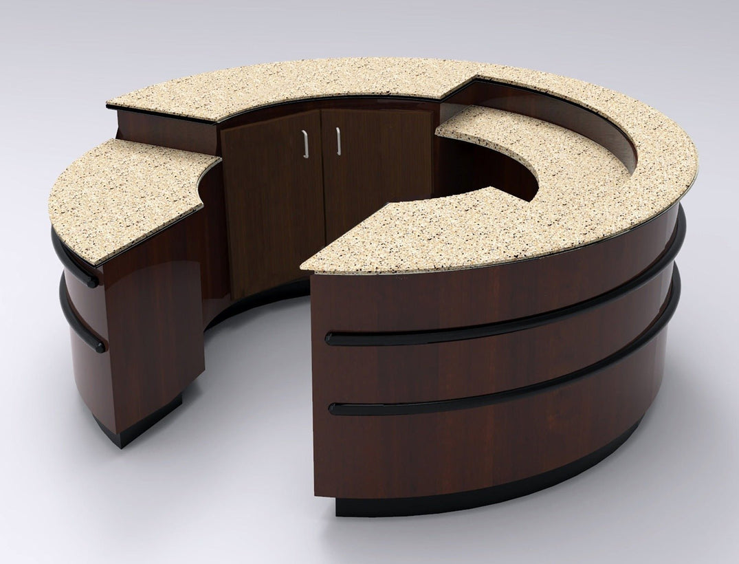 9' Round Customer Service or Sampling Counter / 3 Work Levels - Modern Store Equipment