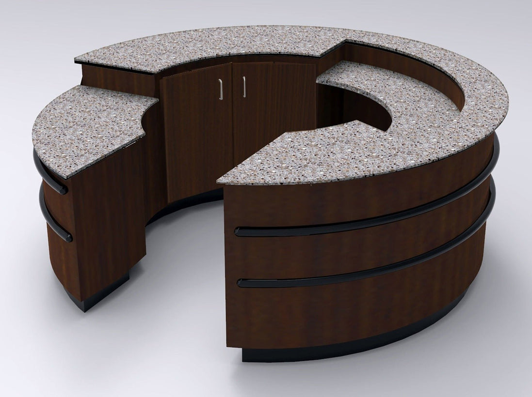 9' Round Customer Service or Sampling Counter / 3 Work Levels - Modern Store Equipment