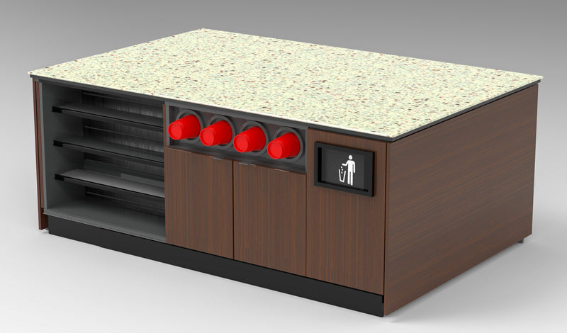 Modular Coffee / Beverage Prep Island: 83.5"L x 60"D