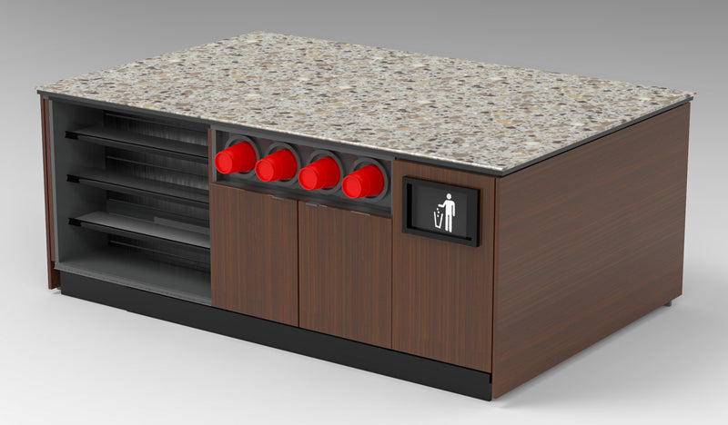 Modular Coffee / Beverage Prep Island: 83.5"L x 60"D