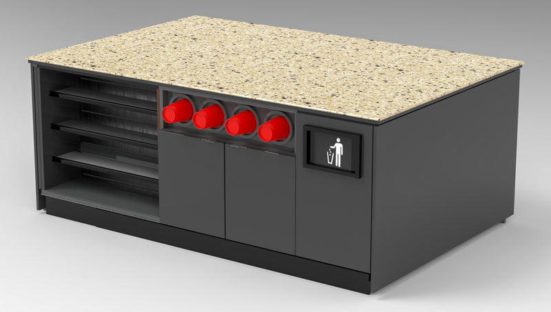 Modular Coffee / Beverage Prep Island: 83.5"L x 60"D