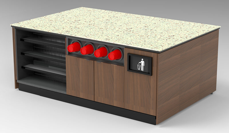 Modular Coffee / Beverage Prep Island: 83.5"L x 60"D