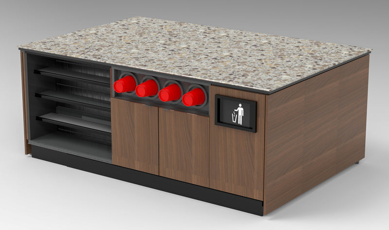 Modular Coffee / Beverage Prep Island: 83.5"L x 60"D