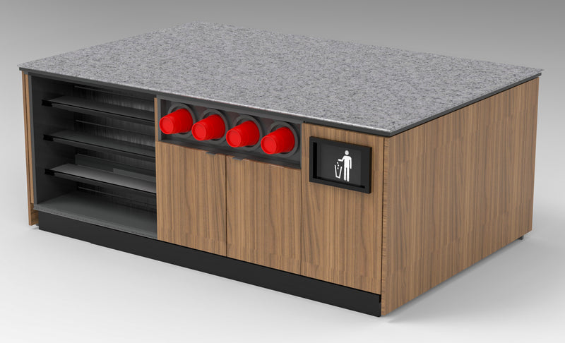 Modular Coffee / Beverage Prep Island: 83.5"L x 60"D