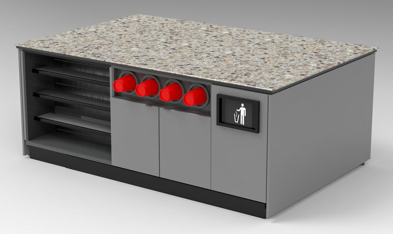 Modular Coffee / Beverage Prep Island: 83.5"L x 60"D