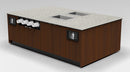 Coffee & Beverage Prep Island • 2 Refrigerated Pans, Cup Dispenser, Trash: 99.5"L x 60"D