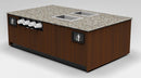 Coffee & Beverage Prep Island • 2 Refrigerated Pans, Cup Dispenser, Trash: 99.5"L x 60"D