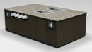 Coffee & Beverage Prep Island • 2 Refrigerated Pans, Cup Dispenser, Trash: 99.5"L x 60"D