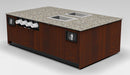 Coffee & Beverage Prep Island • 2 Refrigerated Pans, Cup Dispenser, Trash: 99.5"L x 60"D