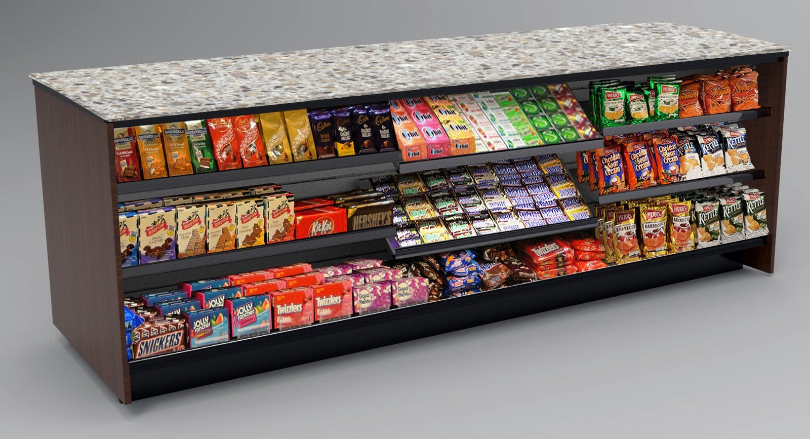 Straight Checkout Counter with LED: 3 Modular Sections