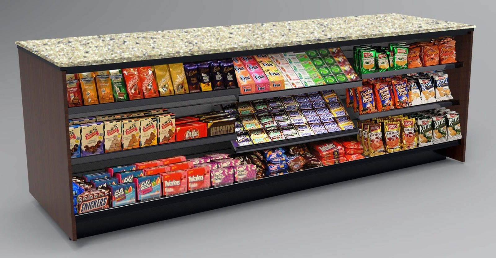 Straight Checkout Counter with LED: 3 Modular Sections