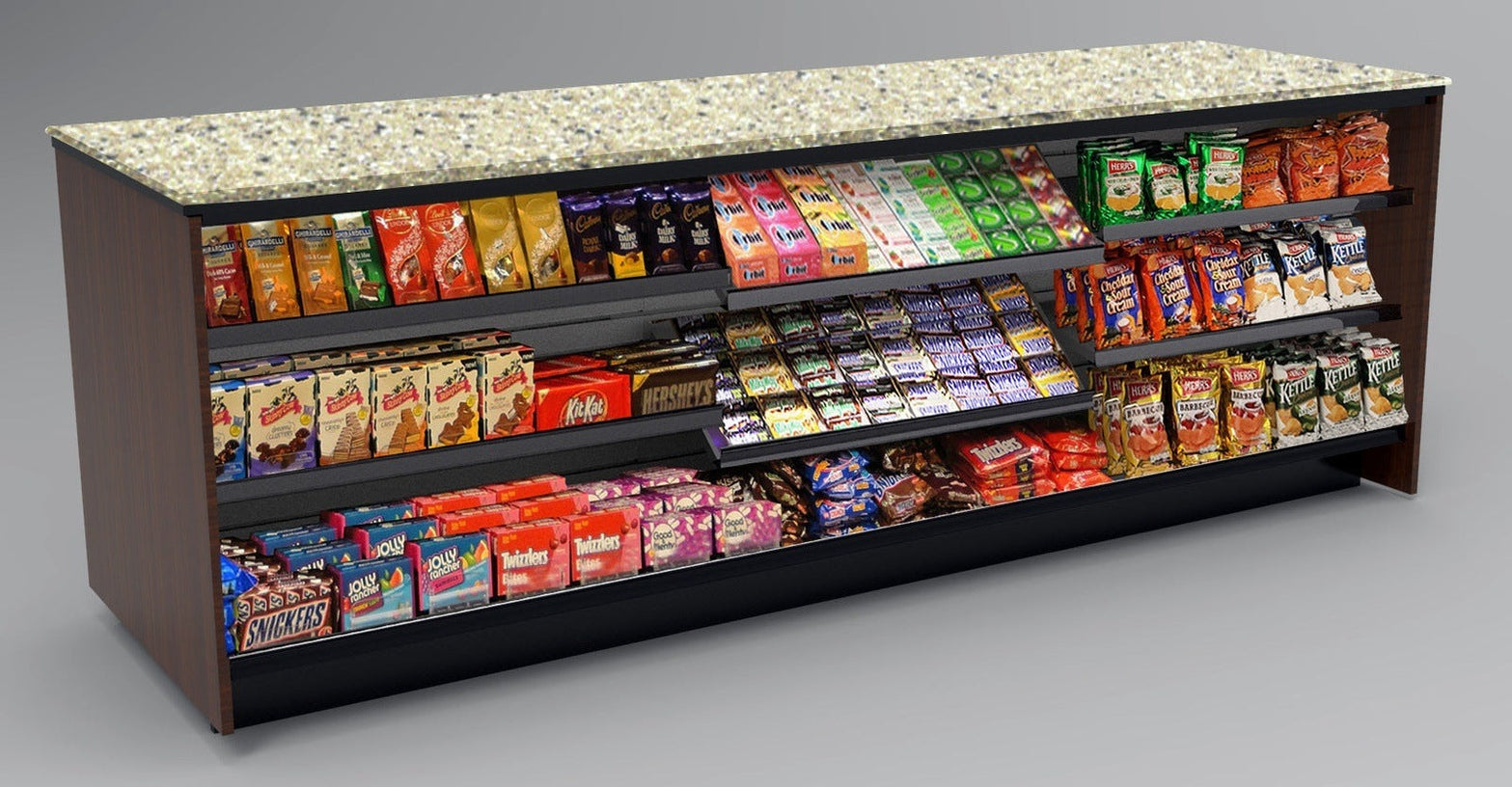 Straight Checkout Counter with LED: 3 Modular Sections