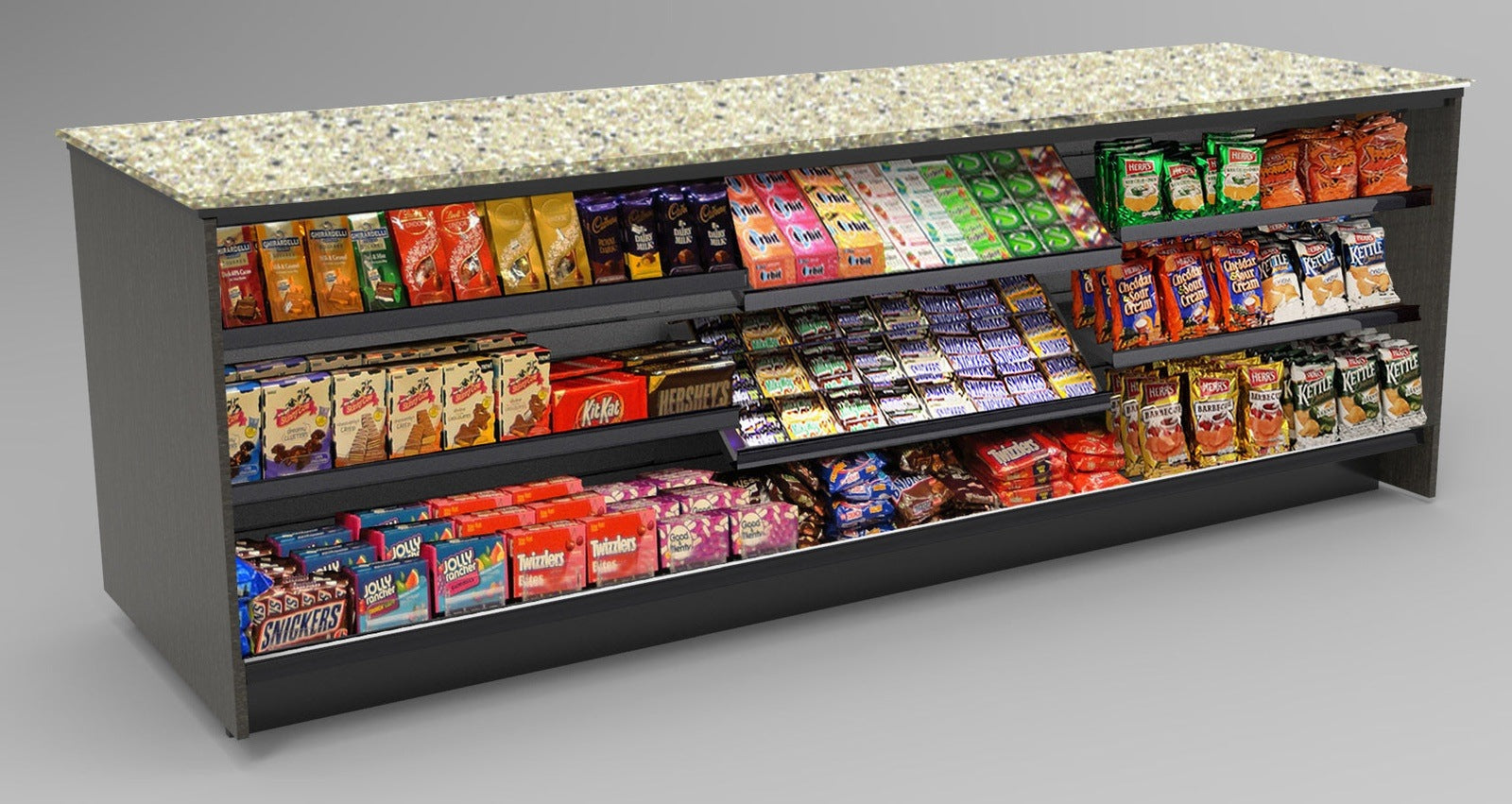Straight Checkout Counter with LED: 3 Modular Sections