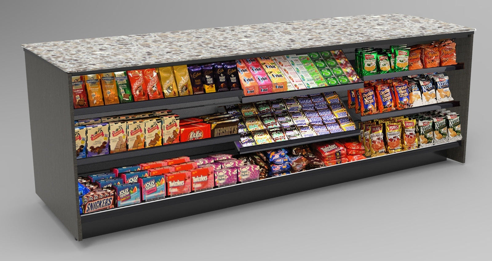Straight Checkout Counter with LED: 3 Modular Sections