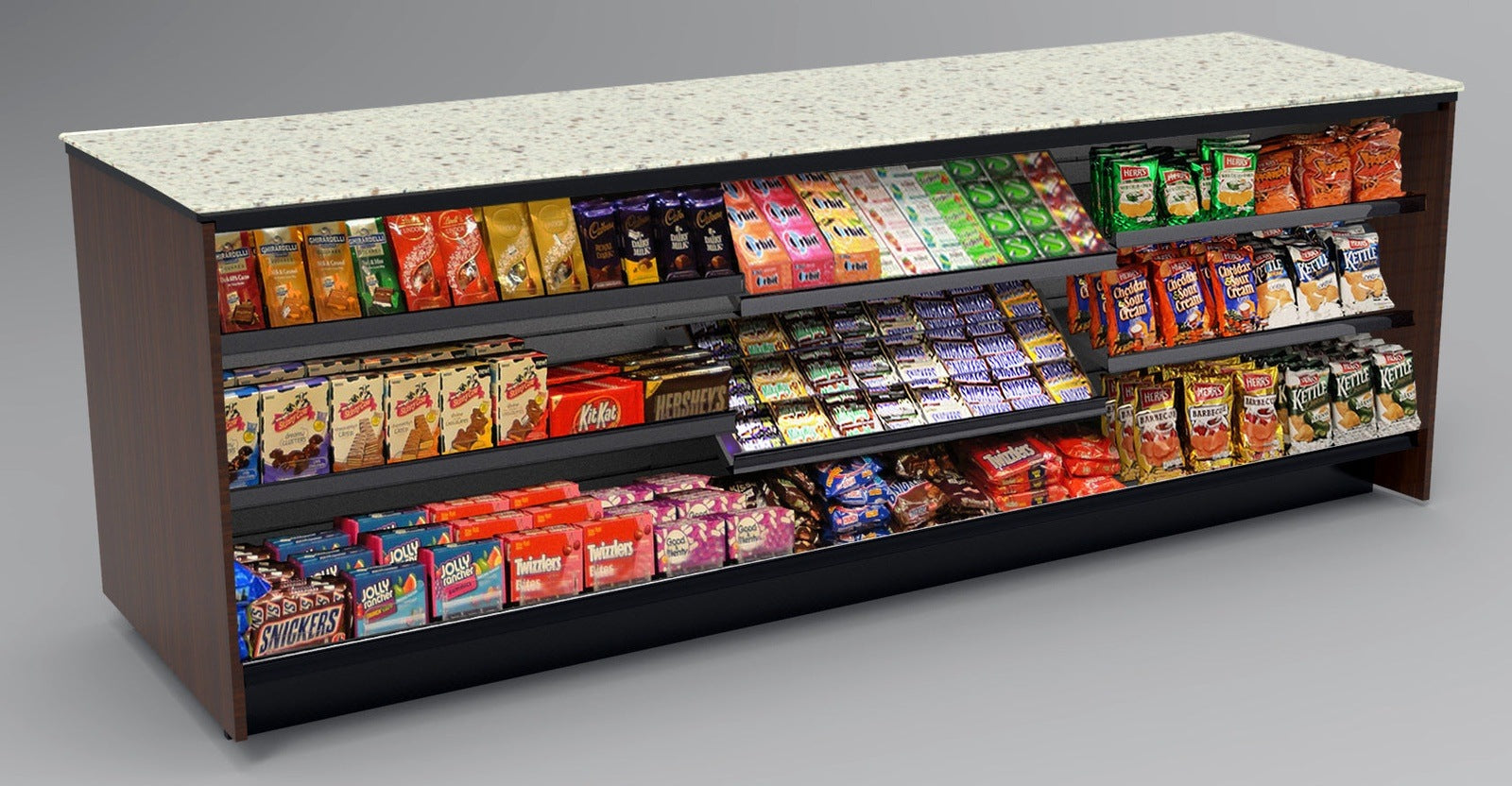 Straight Checkout Counter with LED: 3 Modular Sections