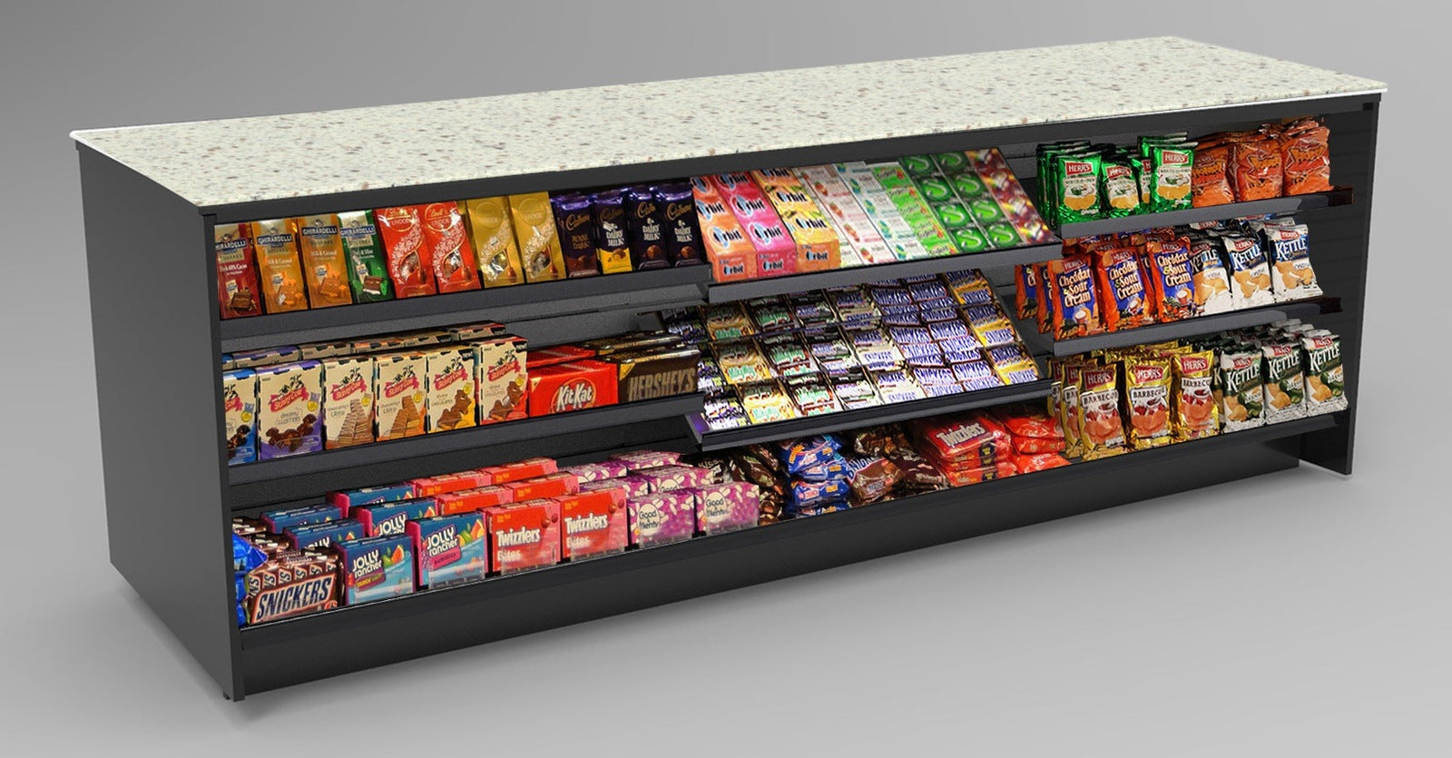 Straight Checkout Counter with LED: 3 Modular Sections