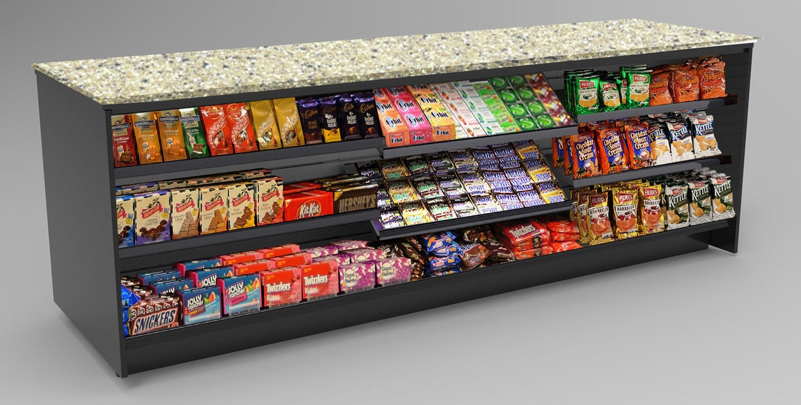 Straight Checkout Counter with LED: 3 Modular Sections