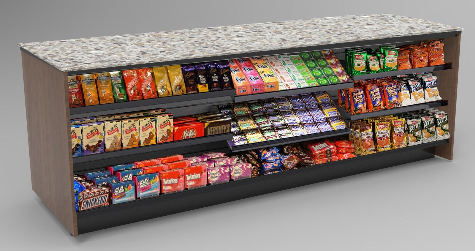 Straight Checkout Counter with LED: 3 Modular Sections