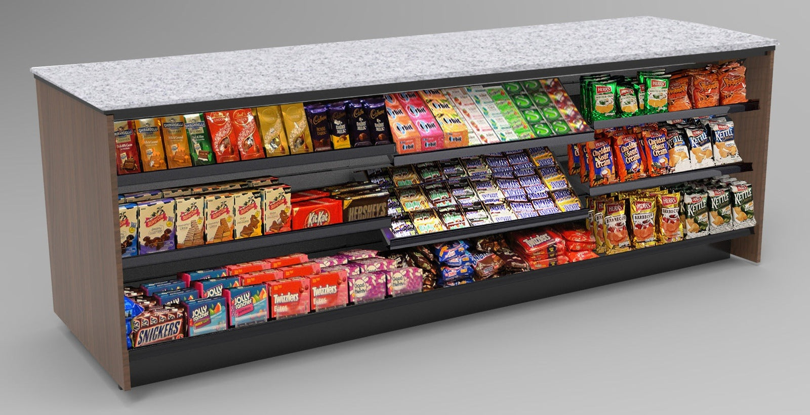 Straight Checkout Counter with LED: 3 Modular Sections