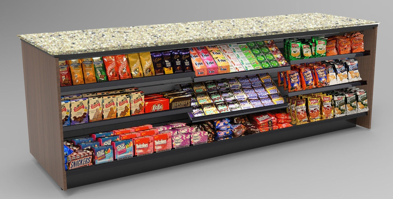 Straight Checkout Counter with LED: 3 Modular Sections