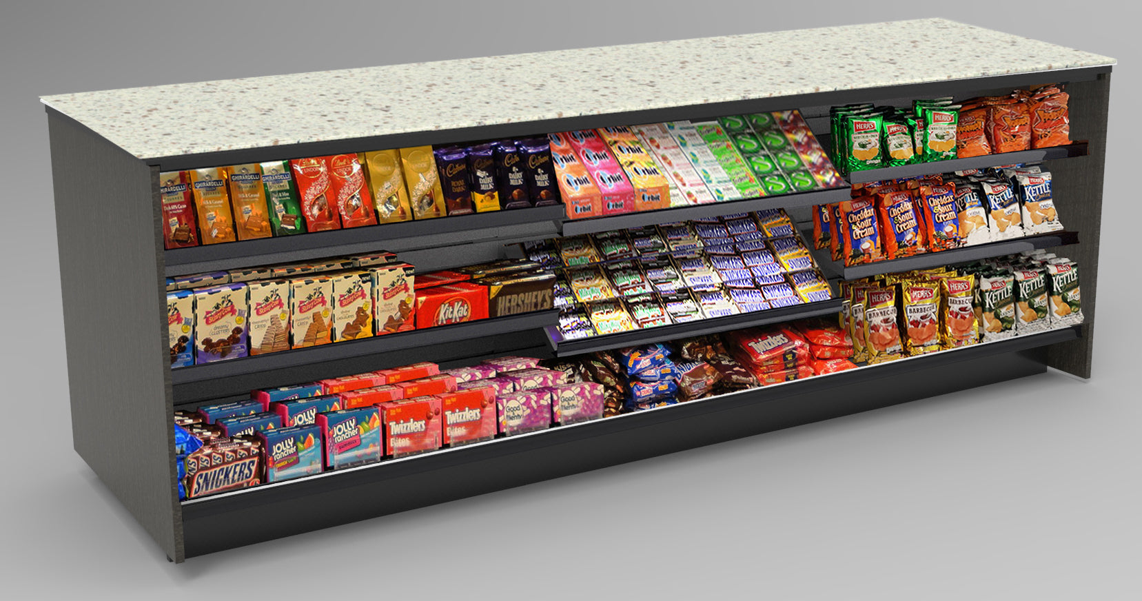 Straight Checkout Counter with LED: 3 Modular Sections