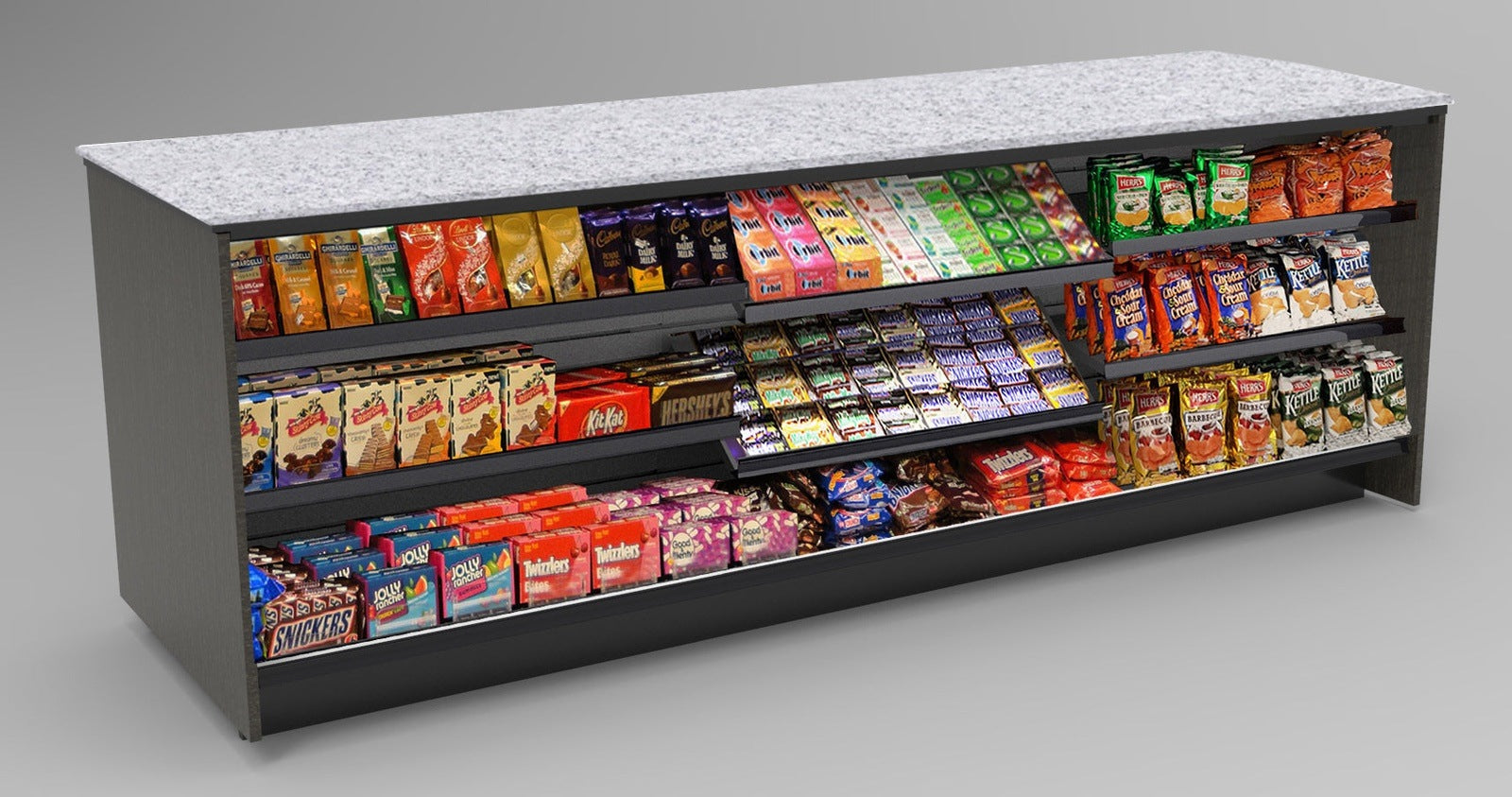 Straight Checkout Counter with LED: 3 Modular Sections
