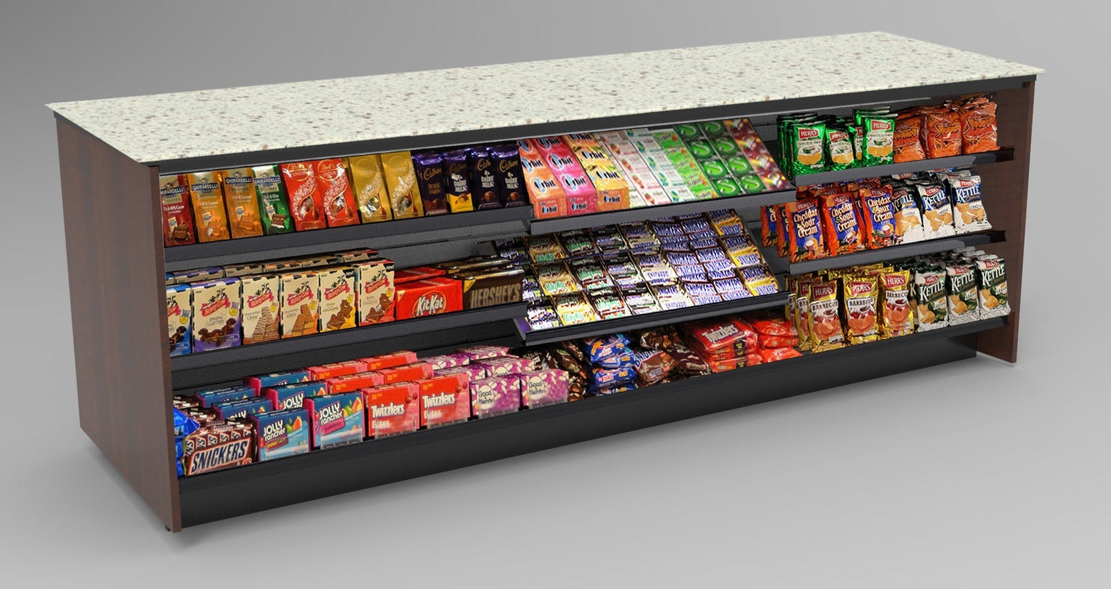 Straight Checkout Counter with LED: 3 Modular Sections