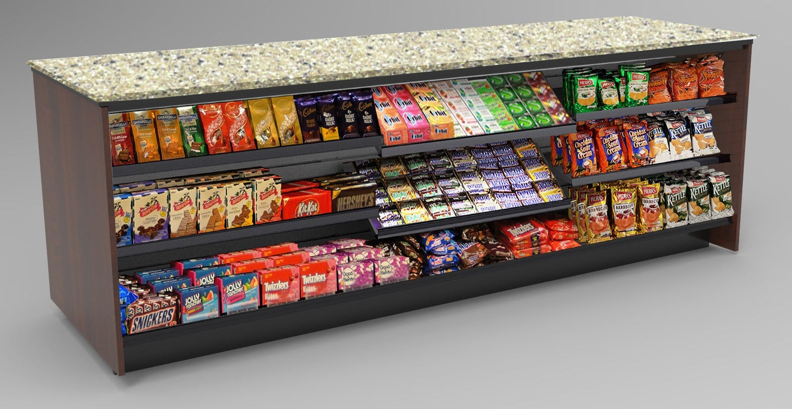 Straight Checkout Counter with LED: 3 Modular Sections