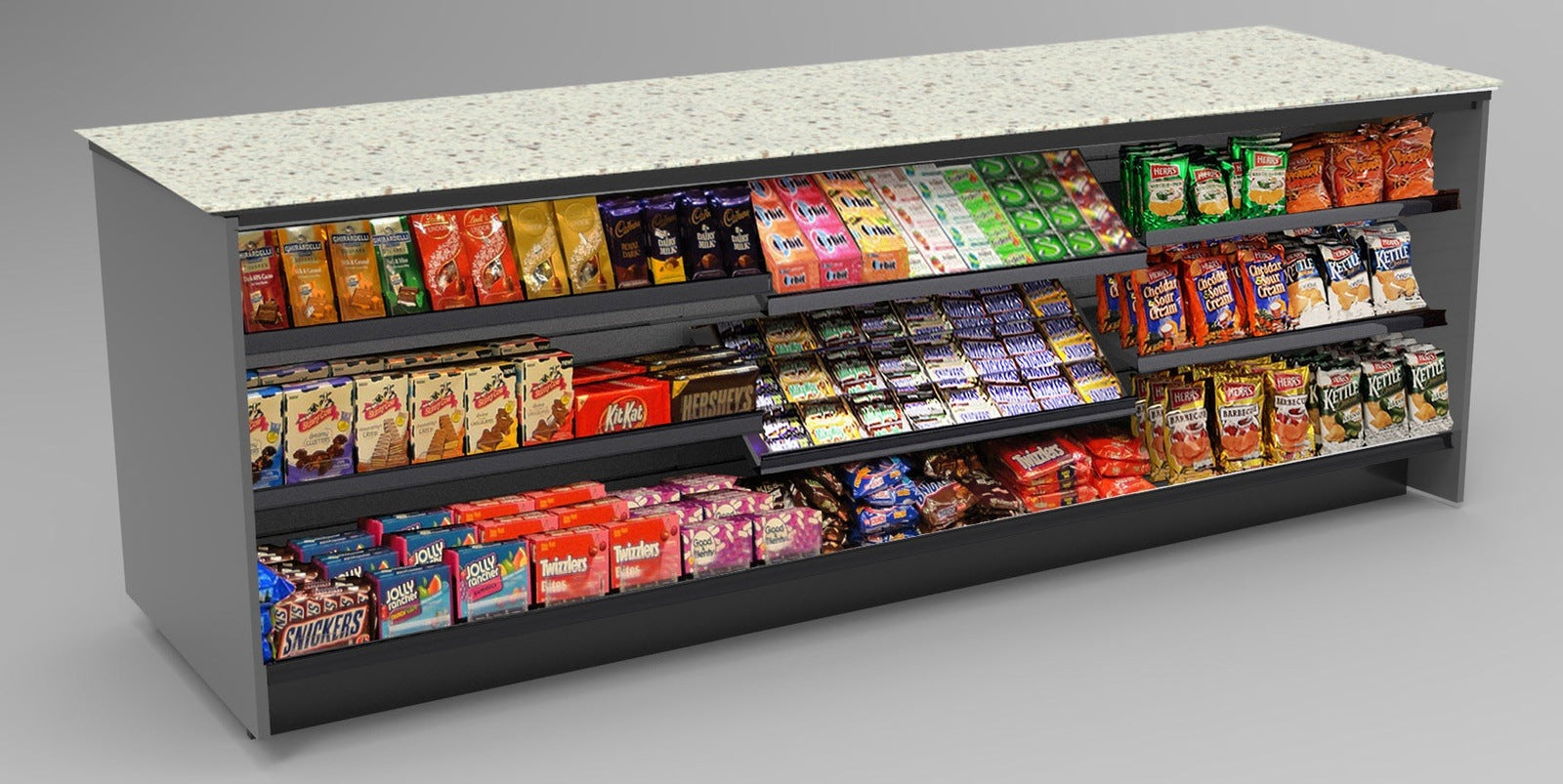 Straight Checkout Counter with LED: 3 Modular Sections
