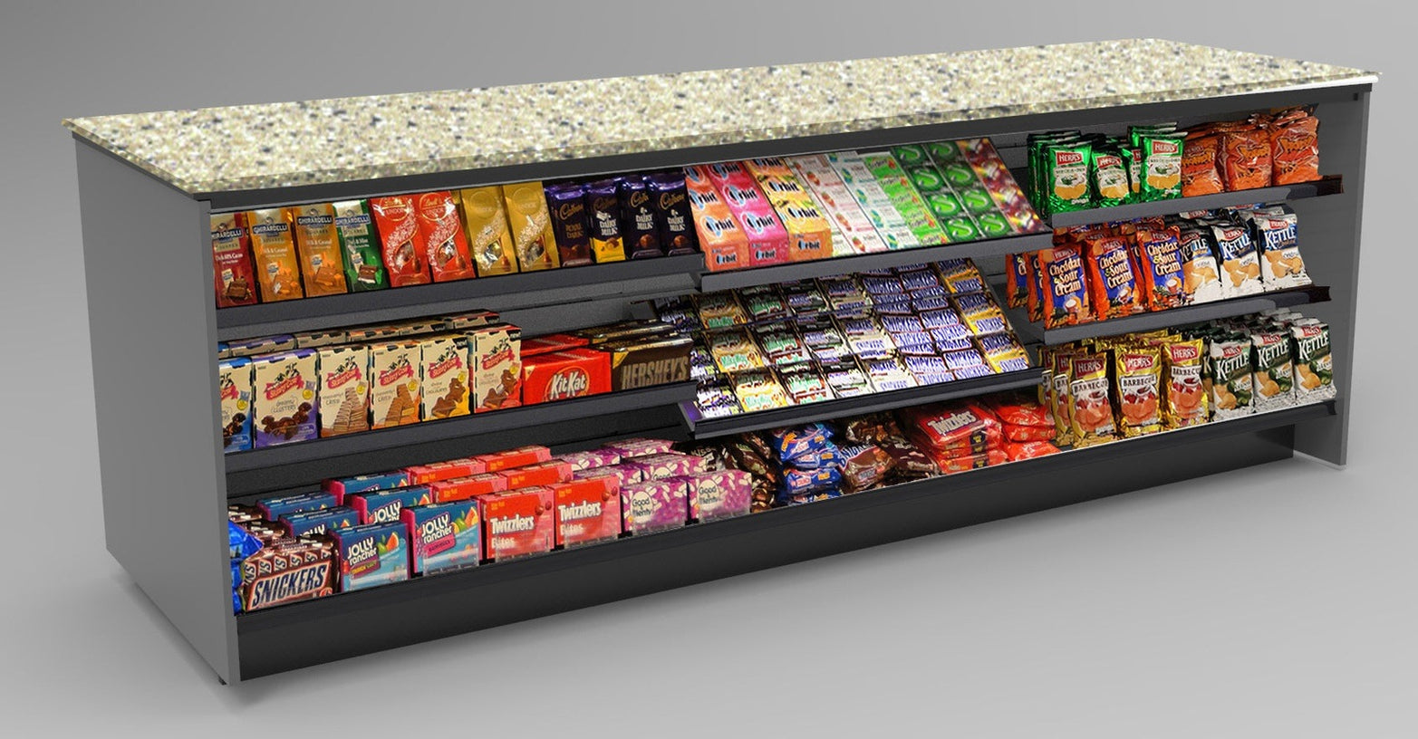 Straight Checkout Counter with LED: 3 Modular Sections
