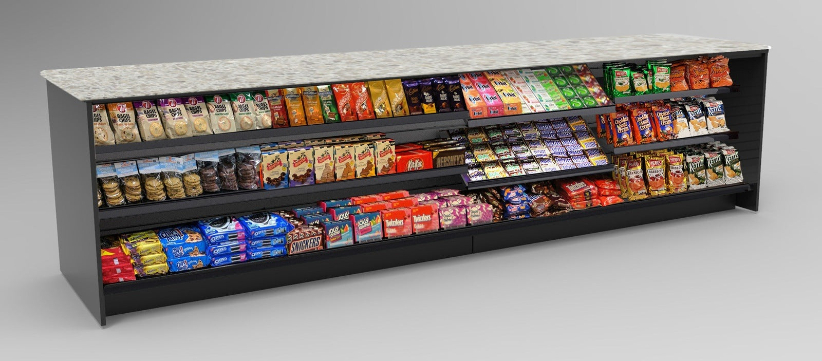 Straight Checkout Counter with LED: 4 Modular Sections