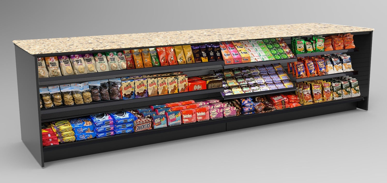 Straight Checkout Counter with LED: 4 Modular Sections