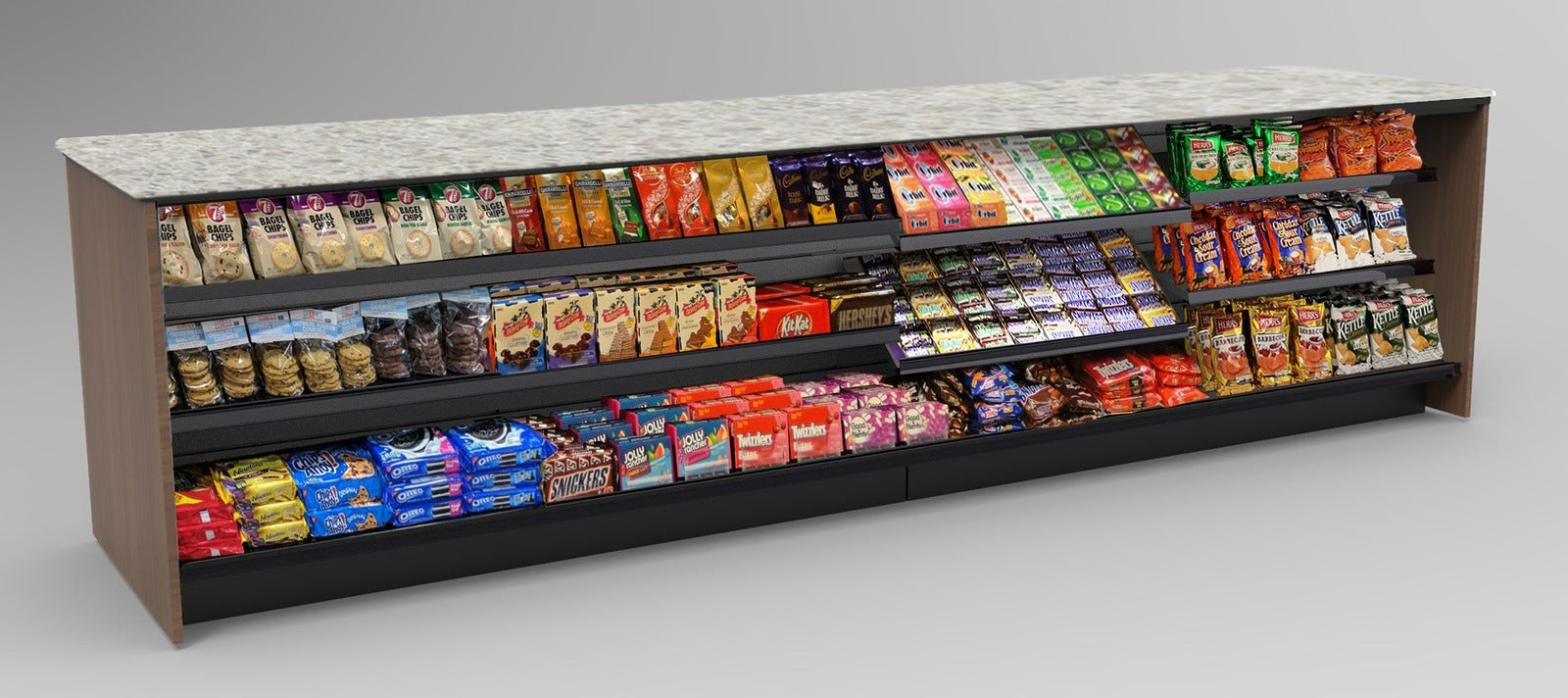 Straight Checkout Counter with LED: 4 Modular Sections