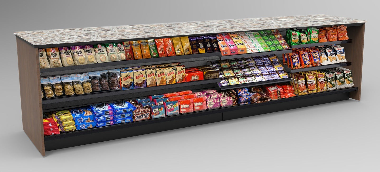 Straight Checkout Counter with LED: 4 Modular Sections