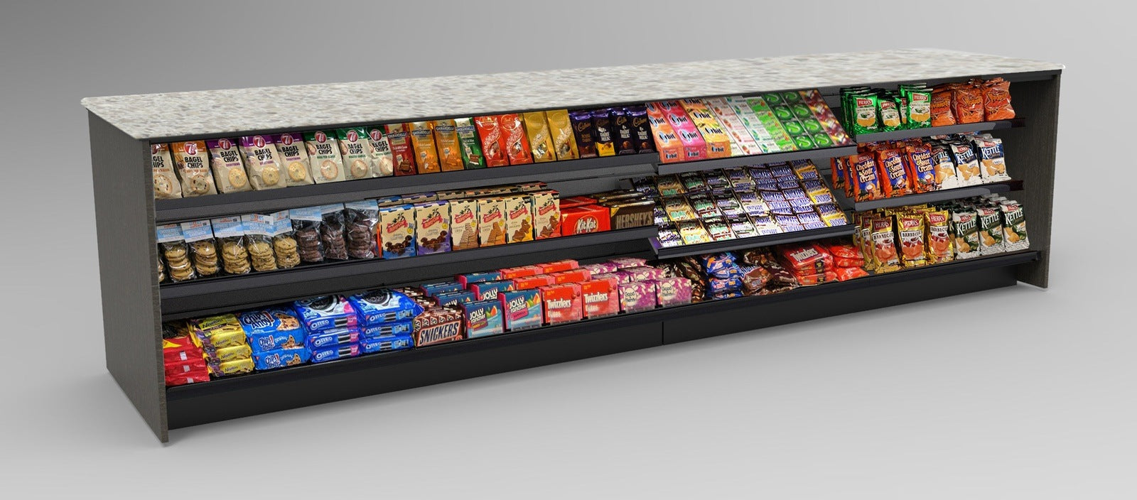 Straight Checkout Counter with LED: 4 Modular Sections