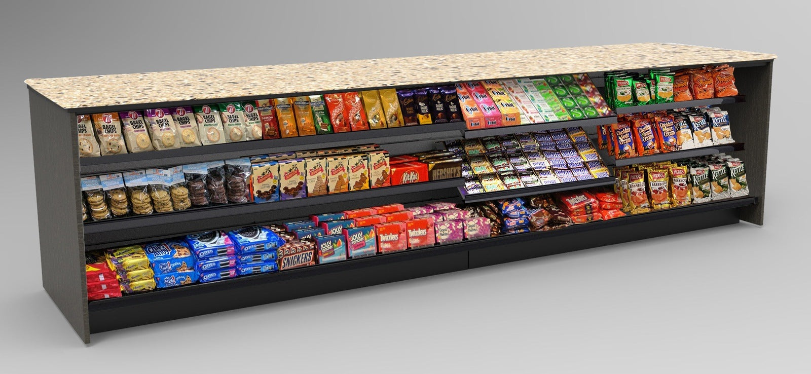 Straight Checkout Counter with LED: 4 Modular Sections