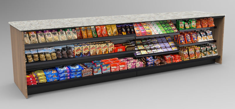 Straight Checkout Counter with LED: 4 Modular Sections