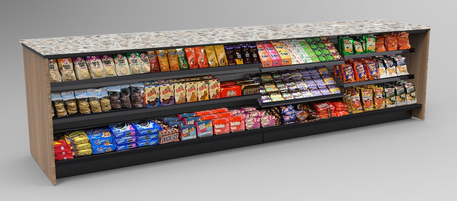Straight Checkout Counter with LED: 4 Modular Sections