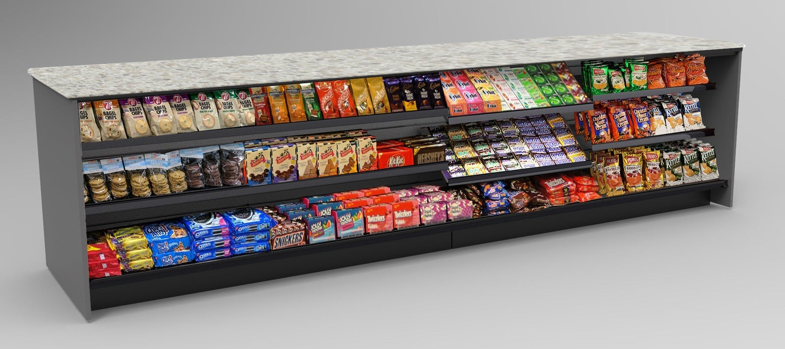 Straight Checkout Counter with LED: 4 Modular Sections