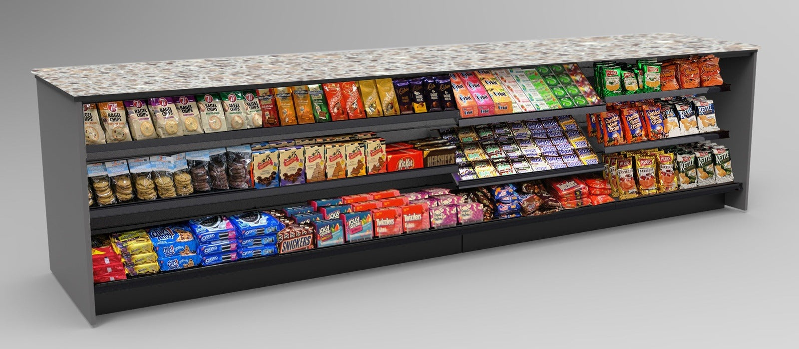 Straight Checkout Counter with LED: 4 Modular Sections