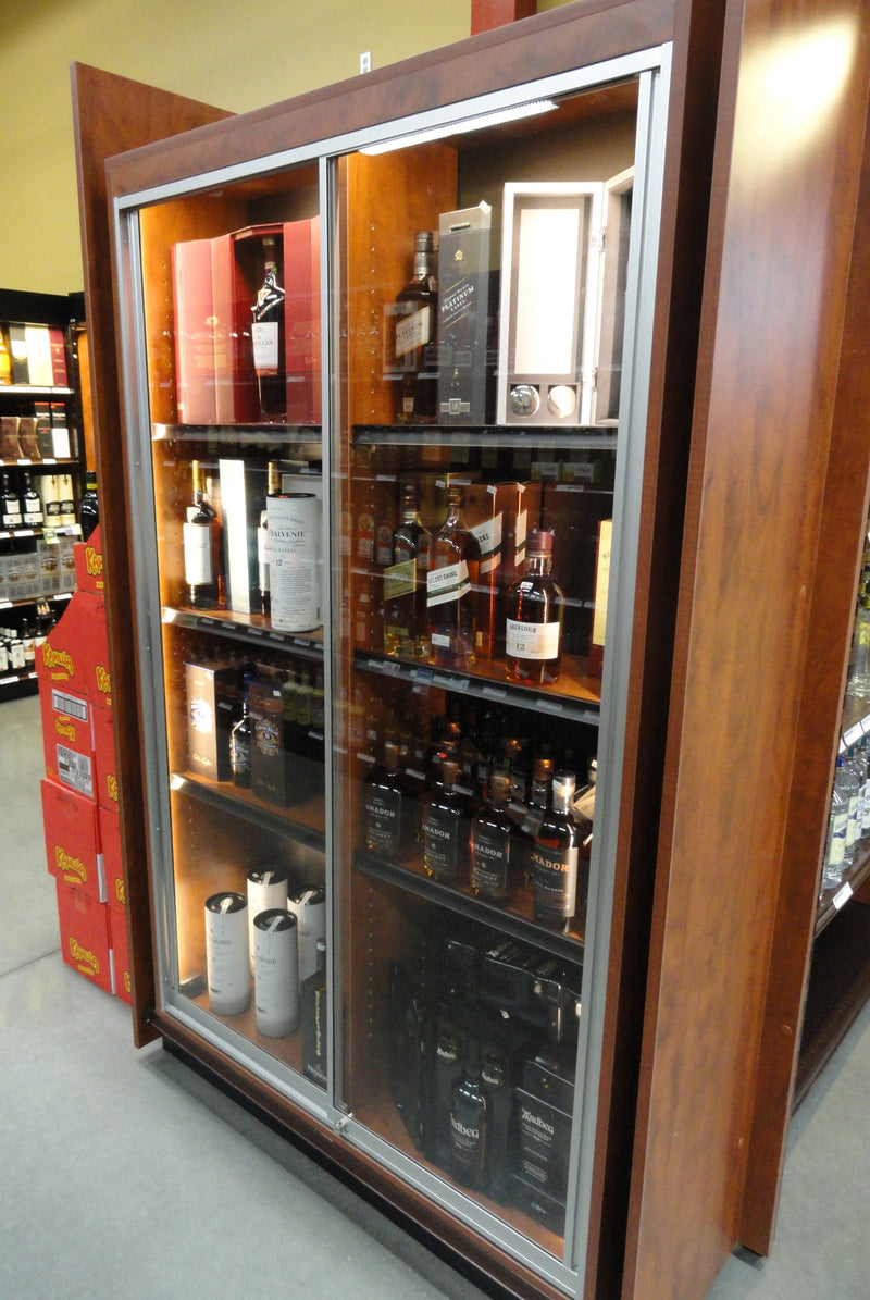 Tall Locking Display Case for Valuable Wine & Spirits