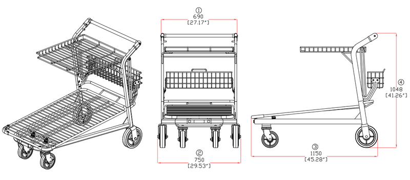 VersaCart EZ Tote 875 Flatbed Metal Shopping Cart